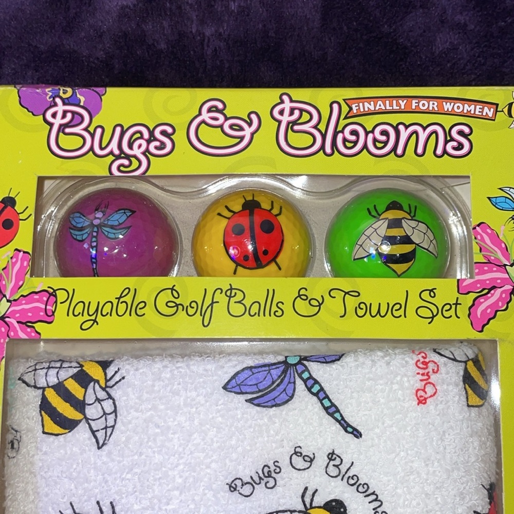 NIB Bugs & Blooms Playable Golf Balls & Towel Set - Picture 3 of 4